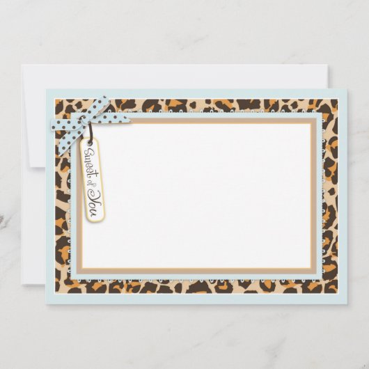 男の赤ちゃんのちょうネクタイのチータのプリントは感謝していしています サンキューカード (裏面)