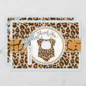 男の赤ちゃんのちょうネクタイのチータのプリントは感謝していしています サンキューカード (正面/裏面)