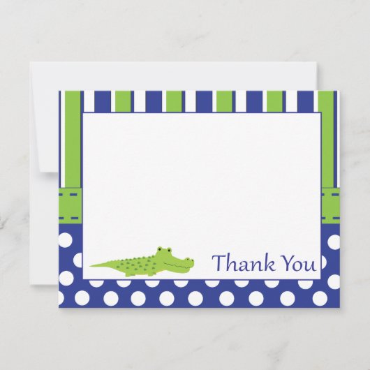 男の赤ちゃんのわにサンキューカード ノートカード (正面)