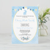 男の赤ちゃんのウサギの《キリスト教》洗礼式や命名式か洗礼の招待状 招待状 (スタンド正面)