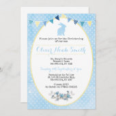 男の赤ちゃんのウサギの《キリスト教》洗礼式や命名式か洗礼の招待状 招待状 (正面/裏面)