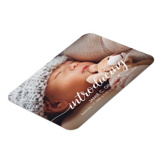 男の赤ちゃんのカスタマイズ可能な名前の写真 マグネット (左側)