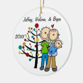 男の赤ちゃんのカスタムな休日のオーナメントが付いているカップル セラミックオーナメント (左)