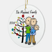男の赤ちゃんのカスタムな休日のオーナメントが付いているカップル セラミックオーナメント (左)