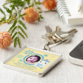 男の赤ちゃんのカスタムな誕生の発表Keychain キーホルダー (側面)