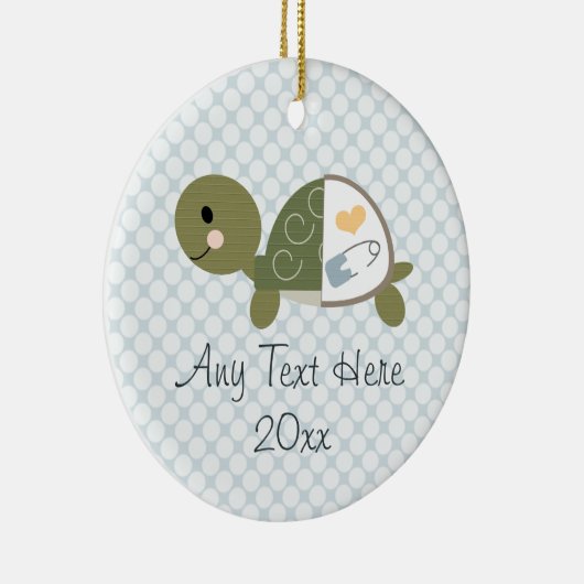 男の赤ちゃんのカメのオーナメントの青いおむつPin セラミックオーナメント (右)