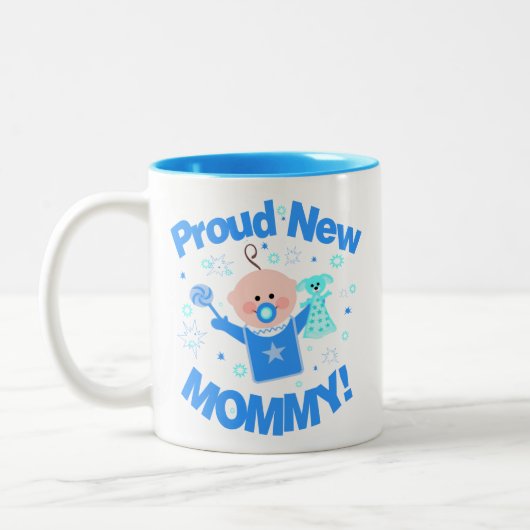 男の赤ちゃんのコーヒー・マグの初めてのお母さん ツートーンマグカップ (左)