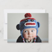 男の赤ちゃんのシェブロンの第1誕生日は写真カード感謝していしています サンキューカード (裏面)