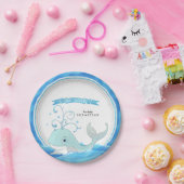 男の赤ちゃんのシャワーのかわいく愛らしいモダンのクジラ ペーパープレート (パーティー)