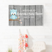 男の赤ちゃんのシャワーのフクロウの旗はだれであるか見て下さい 横断幕 (インサイチュ)