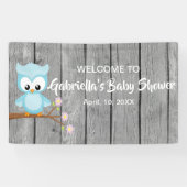 男の赤ちゃんのシャワーのフクロウの旗はだれであるか見て下さい 横断幕 (横)