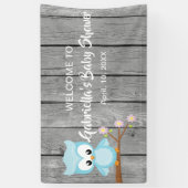 男の赤ちゃんのシャワーのフクロウの旗はだれであるか見て下さい 横断幕 (縦)