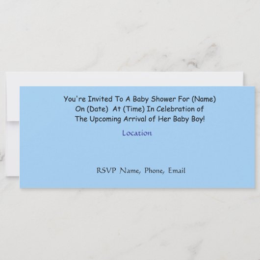 男の赤ちゃんのシャワーの招待状の漫画のおもしろい 招待状 (裏面)