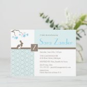 男の赤ちゃんのシャワーの招待状-母およびベビーのバニー 招待状 (スタンド正面)