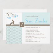 男の赤ちゃんのシャワーの招待状-母およびベビーのバニー 招待状 (正面/裏面)