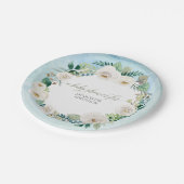 男の赤ちゃんのシャワーの素朴なリース青いwの白いバラ ペーパープレート (アングル)