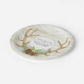 男の赤ちゃんのシャワーのBohoのシカの枝角の森林森林 ペーパープレート (アングル)