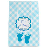 男の赤ちゃんのシャワー、それは男の子です ミディアムペーパーバッグ (裏面)
