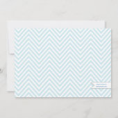 男の赤ちゃんのジグザグ形の青5の写真の誕生の発表 案内状 (裏面)