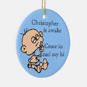 男の赤ちゃんのドア・ハンガーは名前を個人化します セラミックオーナメント (右)