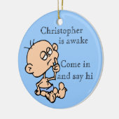 男の赤ちゃんのドア・ハンガーは名前を個人化します セラミックオーナメント (左)
