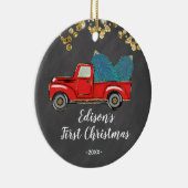 男の赤ちゃんのパーソナライズされた初めてのクリスマス セラミックオーナメント (右)