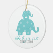 男の赤ちゃんのベビーの初めてのクリスマス-象 セラミックオーナメント (左)