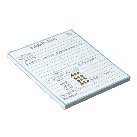 男の赤ちゃんのベビーシッターの注生まれたばかりの記 ノートパッド (アングル)