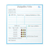 男の赤ちゃんのベビーシッターの注生まれたばかりの記 ノートパッド (正面)