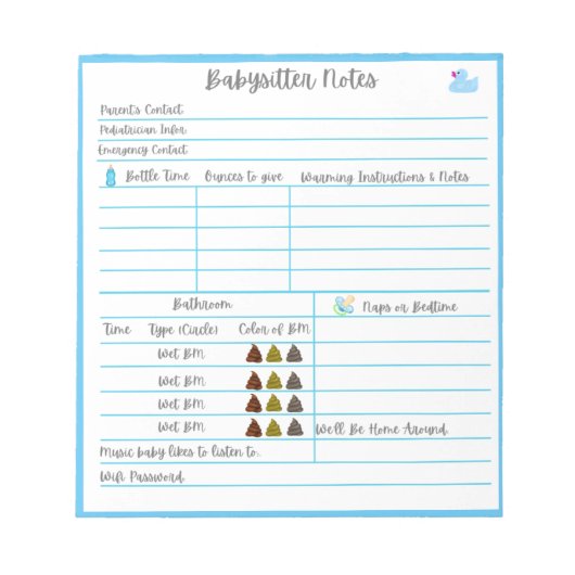 男の赤ちゃんのベビーシッターの注生まれたばかりの記 ノートパッド (正面)