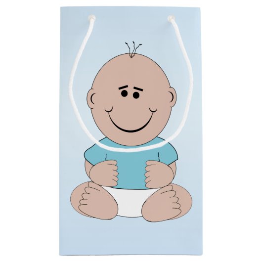 男の赤ちゃんのベビーシャワー スモールペーパーバッグ (裏面)