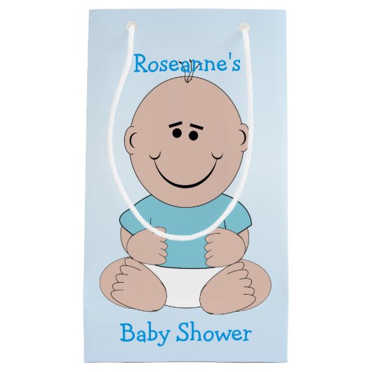 男の赤ちゃんのベビーシャワー スモールペーパーバッグ (正面)