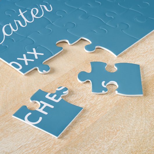 男の赤ちゃんの写真が私のゴッドペアレンツカワイイブルー ジグソーパズル (側面)