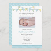 男の赤ちゃんの写真の一口は招待状を見、 招待状 (正面/裏面)