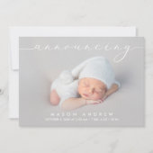男の赤ちゃんの写真の誕生のお知らせ (正面)
