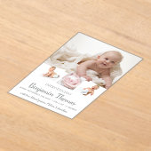 男の赤ちゃんの写真の誕生のお知らせ アクリル招待状 (レイダウン)