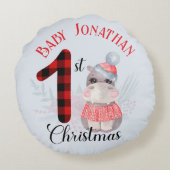 男の赤ちゃんの初めてのクリスマスかわいいヒッポネーム ラウンドクッション (裏面)