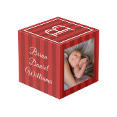 男の赤ちゃんの初めてのクリスマスのパーソナライズな写真 フォトキューブ (裏面アングル)