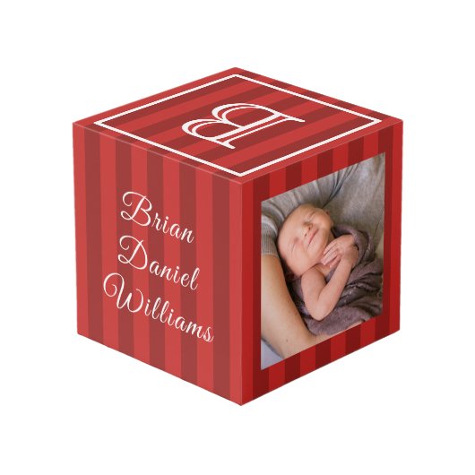 男の赤ちゃんの初めてのクリスマスのパーソナライズな写真 フォトキューブ (裏面アングル)