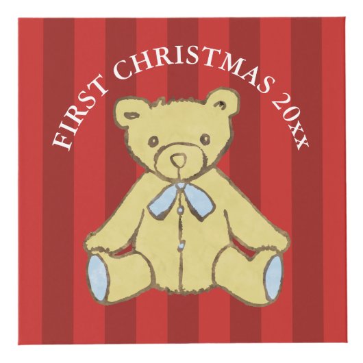 男の赤ちゃんの初めてのクリスマスのパーソナライズな写真 フォトキューブ (正面)