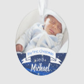 男の赤ちゃんの初めてのクリスマスの写真のオーナメント オーナメント (正面)