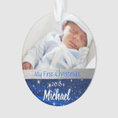 男の赤ちゃんの初めてのクリスマスの写真のオーナメント オーナメント (正面)