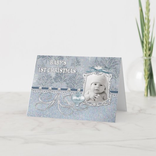 男の赤ちゃんの初めてのクリスマスカード シーズンカード (正面)