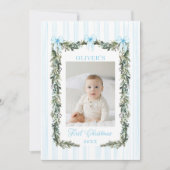 男の赤ちゃんの初めてのクリスマスフォトカード カード (正面)