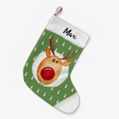 男の赤ちゃんの初めてのクリスマスルドルフの木（名前） スモールクリスマスストッキング (正面 (吊り時))