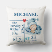 男の赤ちゃんの初めてのクリスマス誕生の詳細と写真 クッション (裏面)