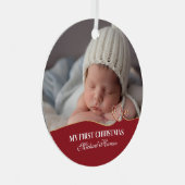 男の赤ちゃんの初めてのクリスマス誕生の詳細と写真 メタルオーナメント (正面右)