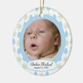 男の赤ちゃんの初めてのクリスマス – ツリー&スノーフレーク セラミックオーナメント (左)