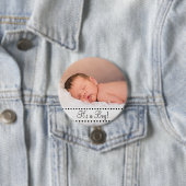 男の赤ちゃんの名前およびパーソナライズな写真の磁石の黄色 缶バッジ (インサイチュ)