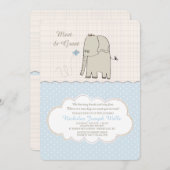 男の赤ちゃんの招待状に会って下さい及び挨拶して下さい 招待状 (正面/裏面)